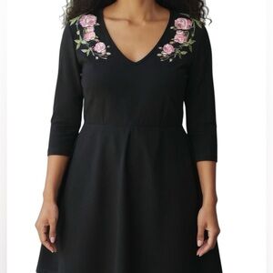 Johnny Was JWLA embroidered dress Black Stretchy Half sleeves Women’s S Boho